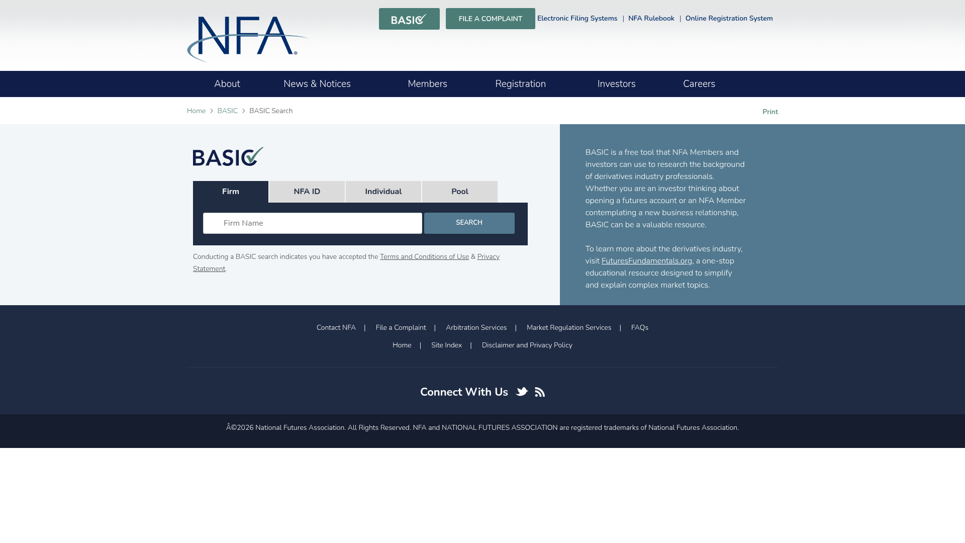 NFA BASIC, the US background affiliation status system